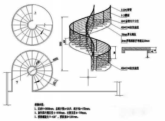 旋转楼梯三跑结构（旋转楼梯三维画法）