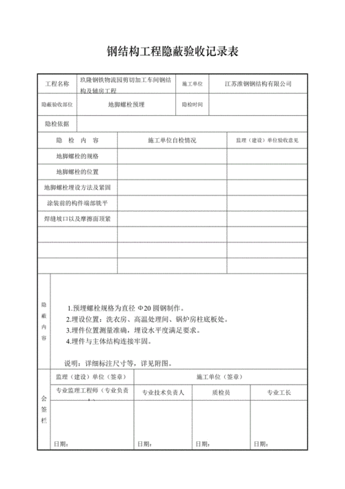 钢结构隐蔽工程报审（钢结构隐蔽工程检验批）