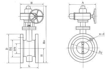 软密封蝶阀结构（软密封蝶阀结构长度DN1400）