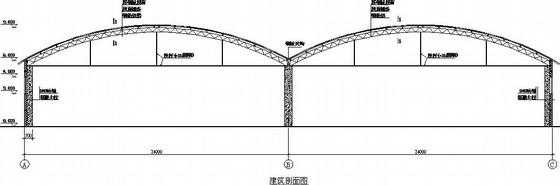 钢结构拱形顶棚图纸（拱形棚钢架cad图纸）